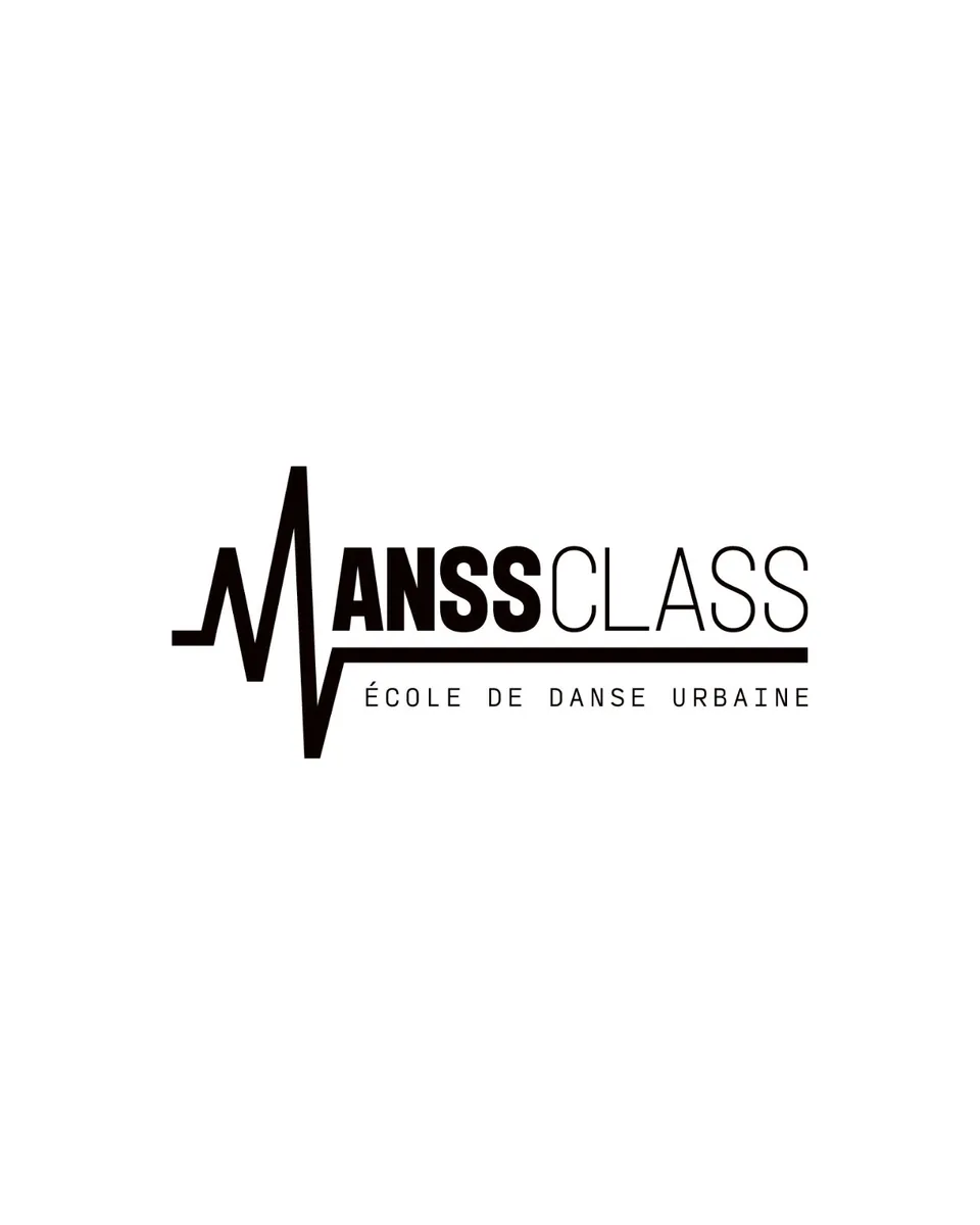 Logo Manss Class en noir : le mot traversé par le tracé d’une onde sonore, avec la mention école de danse urbaine